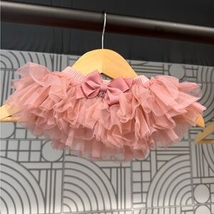 Rose pink newborn Ruffled Tutu Skirt with built- in bloomers and bow